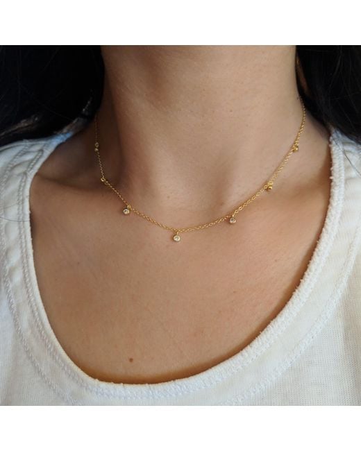 KAMARIA Metallic Dew Drops Crystal Choker Layering Necklace