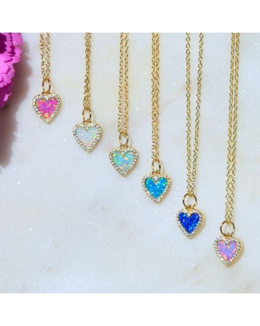 KAMARIA Blue Mini Opal Heart Necklace With Crystals
