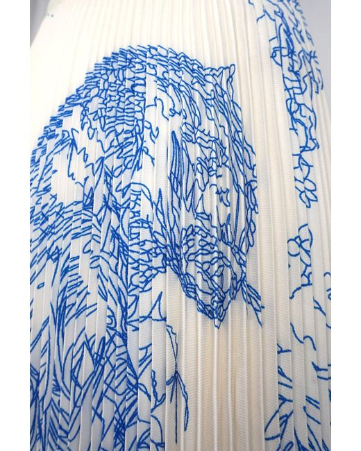 Wild Cosmos Blue Juliet Toile De Jouy Pleated Skirt