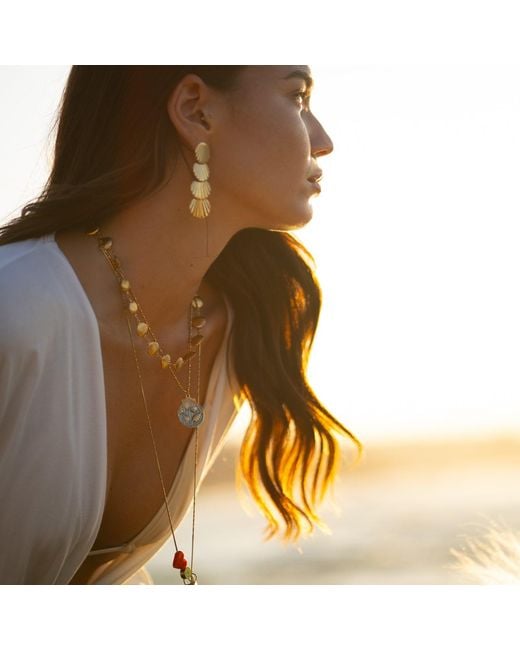 Ebru Jewelry Metallic Sun Kissed Seashell Energy Earrings