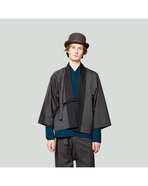MOE Blue Graphite Stripe With Twilight Collar Wool Jacket Reversible