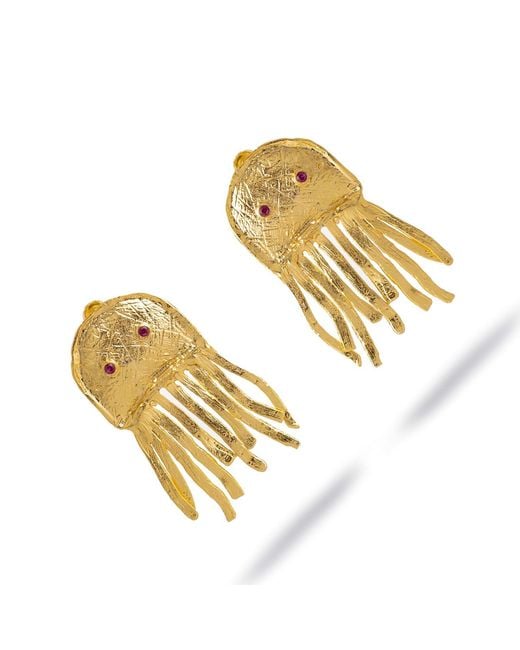Ebru Jewelry Metallic Mystic Ruby-Eyed Jellyfish Earrings
