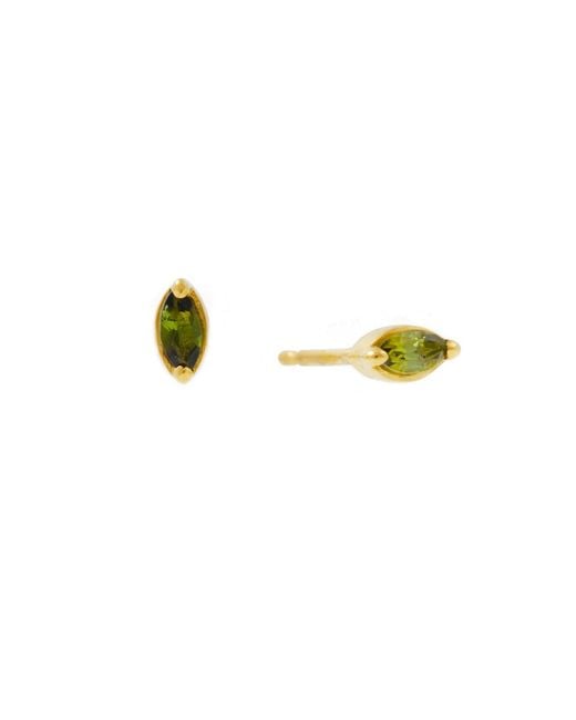 Lee Renee Multicolor Green Tourmaline Leaf Stud Earrings Gold