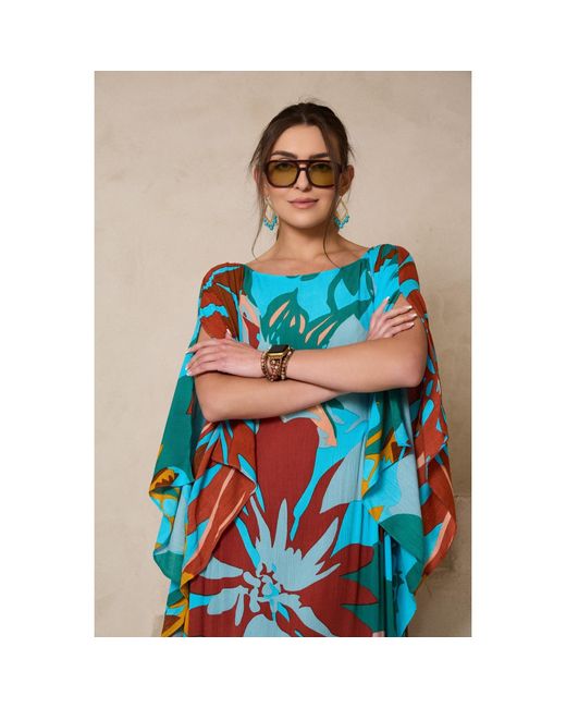 Saachi Blue Polychromatic Flowery Kaftan