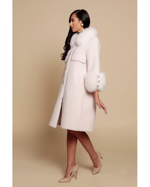 Santinni Natural Hayworth Wool & Faux Fur Coat