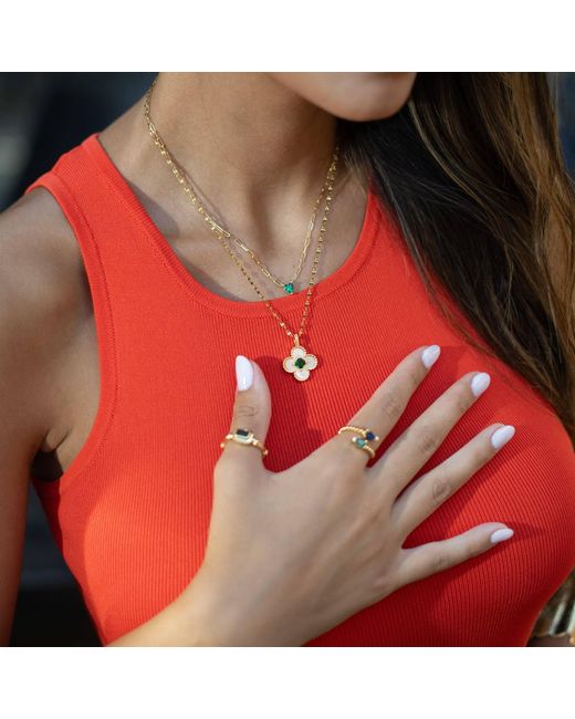 Ebru Jewelry Metallic Emerald Heart Minimalist Necklace