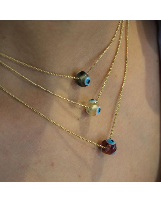 1610Istanbul Metallic Evil Eye Butter Necklace