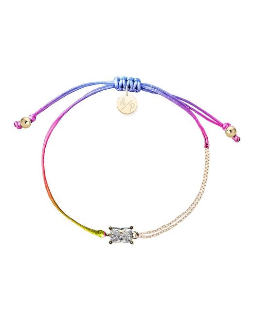 Adriana Pappas Designs Metallic Cz Emerald Cut Bracelet On Colored Cord