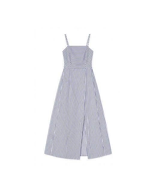 Yumi' Purple Stripe Cotton Sun Dress With Ruched Back