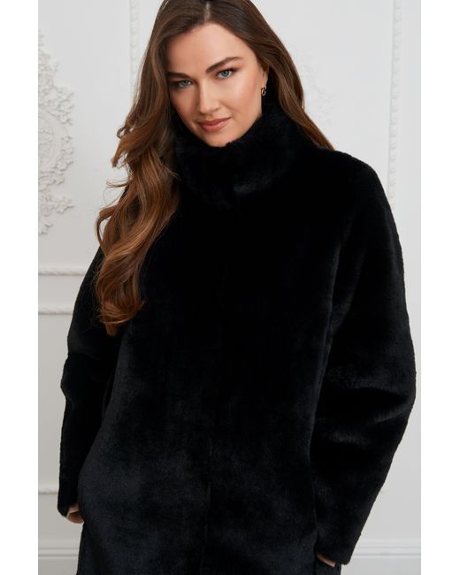 ISSY LONDON Blue Jackie Faux Fur Shearling Coat