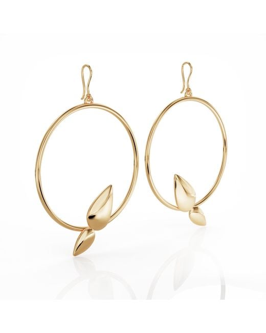 Linda Fiore Metallic Lotus Hoop Earrings, Vermeil