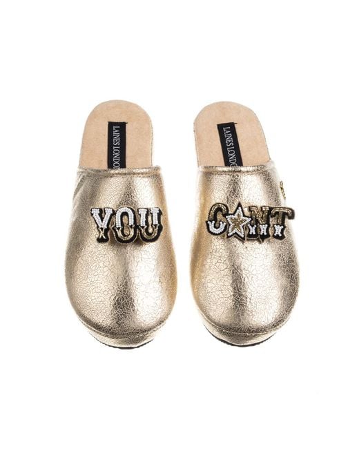 Laines London Metallic Softie Slippers With You Cunt Brooches