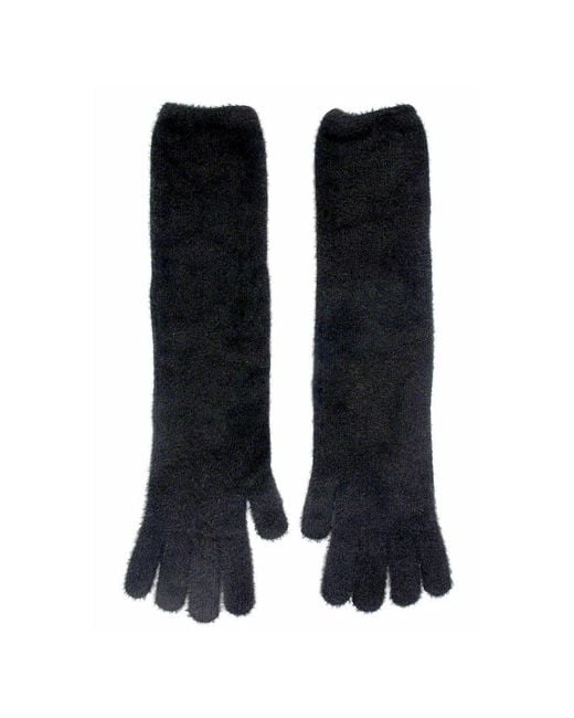 Maison Bogomil Black Feather-Knit Long Gloves