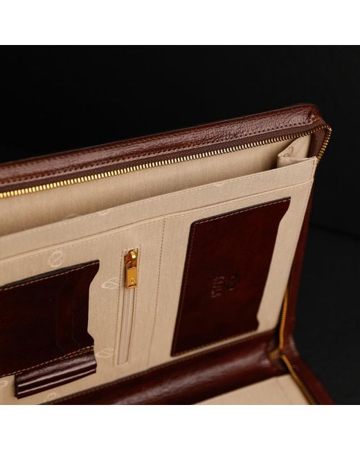 Time Resistance Brown Leather Documents Folder Organizer