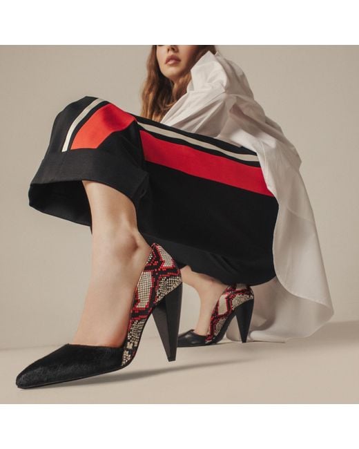 Rosamund Muir London Red Romera Duo Texture & Snake Print Heels