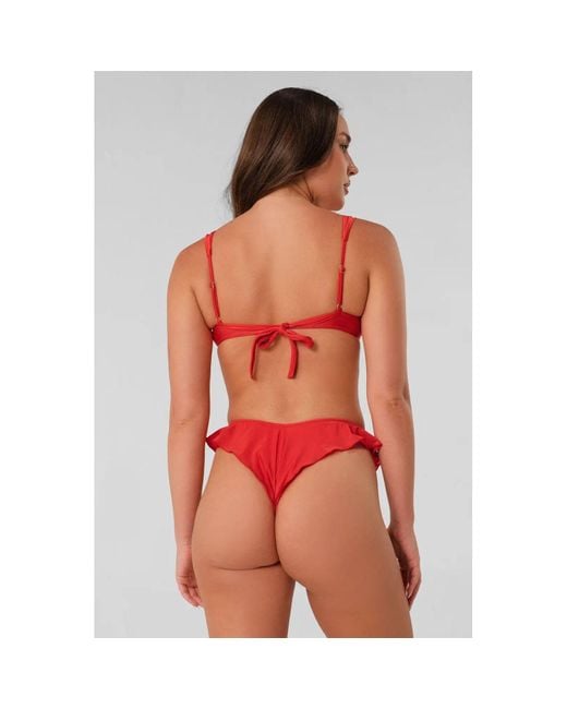 Blackbough Swim Red Elsie Ruffled Cheeky Bottoms Hot Gloss