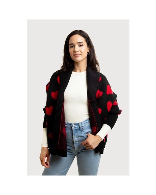 Saachi Red Heart Ribbed Knit & Cardigan