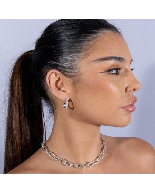 Lucy Quartermaine Metallic Solid Sterling Half Hula Hoop Earrings