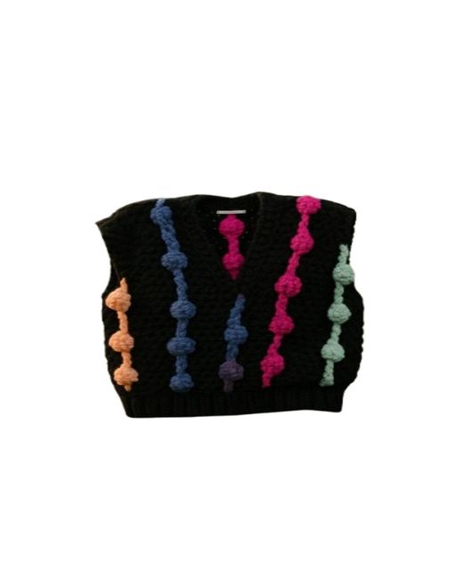 Saachi Black Multi Chunky Knit Sweater Vest