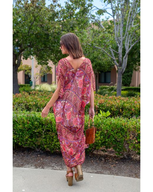 Jennafer Grace Red Lorraine Rose Paisley Caftan