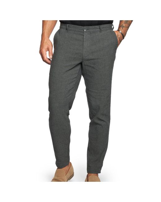 Weston Jon Boucher Gray Havana Comfort Linen Slim Pants for men