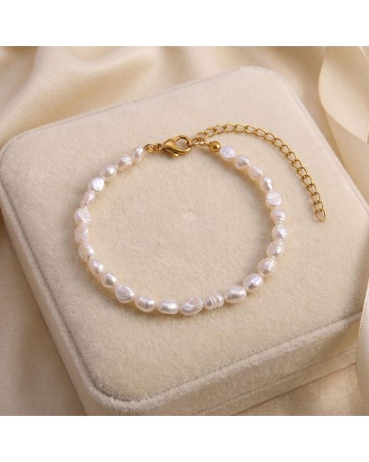 Harfi Metallic Plated Natural Freshwater Pearl Bracelet