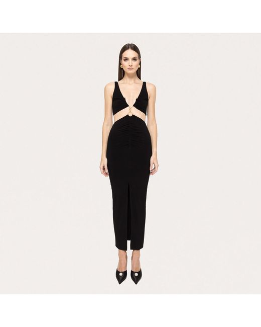 Nissa Black Cut-Out Jersey Midi Dress