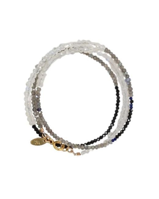 Lori Kaplan Design Metallic Triple Wrap Monochromatic Moonstone, Labradorite, Spinel Bracelet Or Necklace