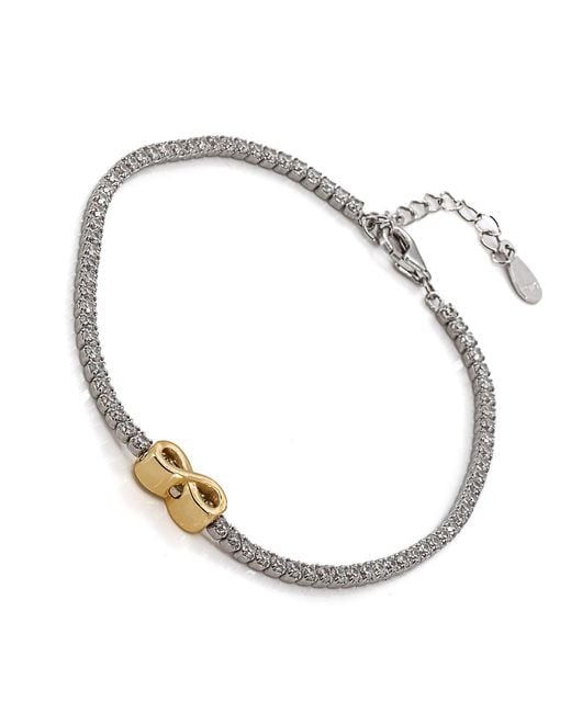 Ebru Jewelry Metallic Infinity Diamond Tennis Bracelet