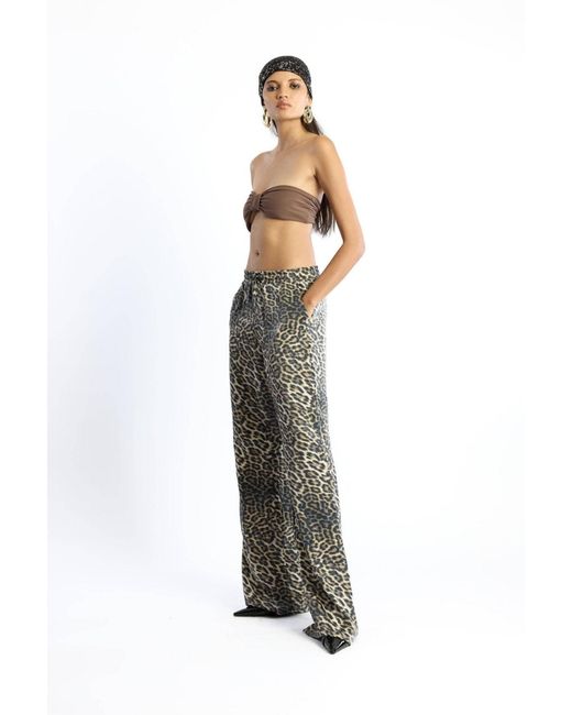 No'design Multicolor High-Waisted Leopard Satin Pants