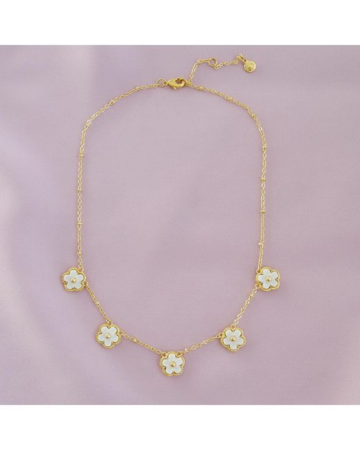POPORCELAIN Metallic Mini Porcelain Daisy Short Station Necklace