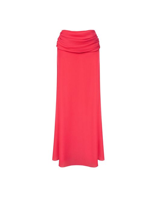 POST MERIDIEM Pink Chiffon Maxi Skirt With Draping