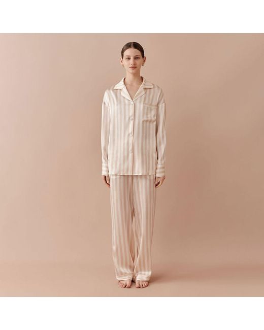 Silkinc Pink Classic Wide Stripe Long Pajama Set