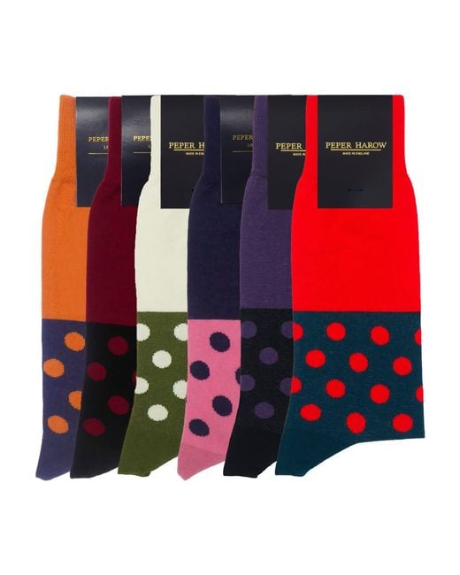 Peper Harow - Made in England Red Mayfair Socks Bundle for men