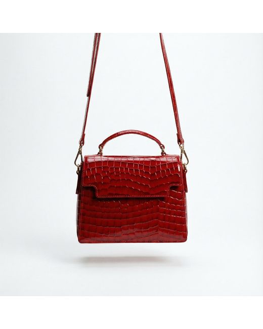 Sibylla Delphica Red Top Handle Leather Bag
