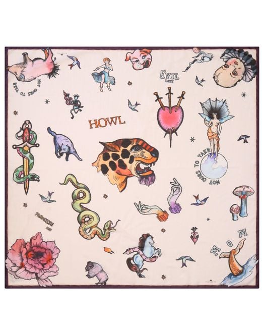 Klements Pink Tattoo Silk Scarf