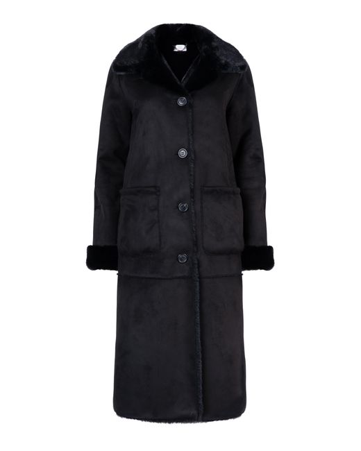 ISSY LONDON Black Nicole Maxi Coat Vegan Faux Shearling Jet