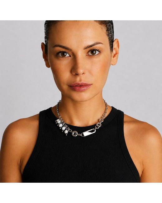 Kirei Metallic Purity Freshwater Pearl Chain Necklace