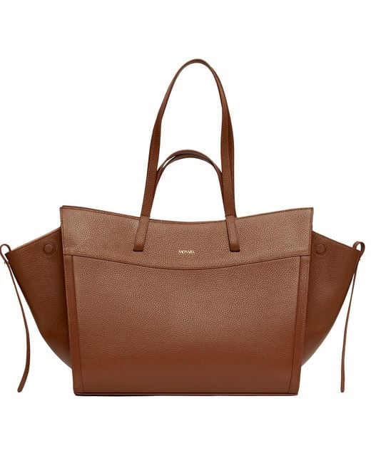 Saonara Brand Brown Shopping Bag Chestnut Leather