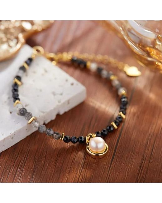 Angel Barocco White Natural Stone Bracelet With Pearl Pendant