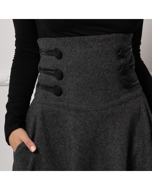 Nikka Place Black Ultra High Waist Wool Maxi Skirt With Pockets