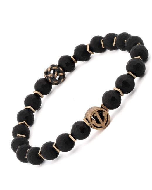 Ebru Jewelry Black Onyx Stone Holy Spirit Anchor Bracelet for men