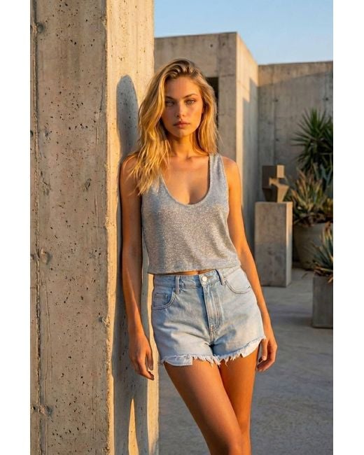 Marianne by Marie Jordane Gray Elegant Low-Back Lurex Top Sasha Made