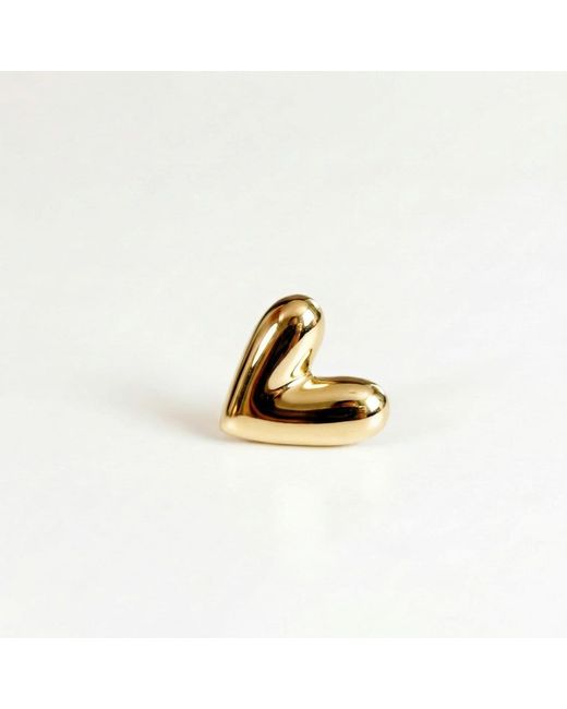 Melt'm Jewelry Metallic Puffy Heart Flat Back Earrings Solid
