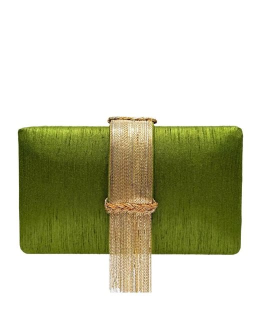 Simitri Green Fringe Clutch