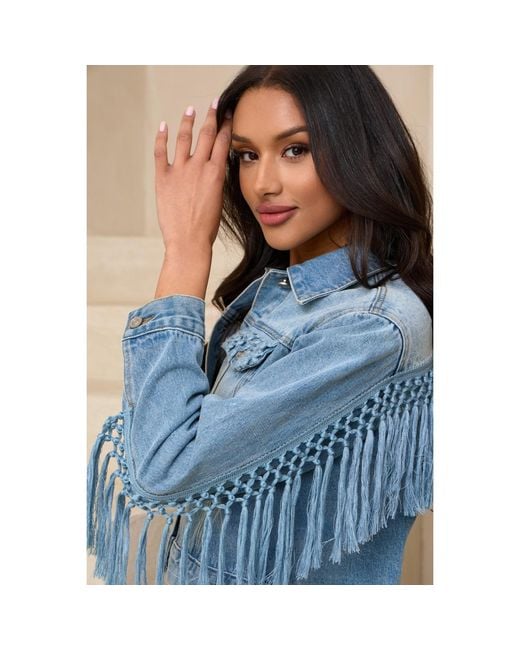 Saachi Blue Woven Pocket Denim Jacket