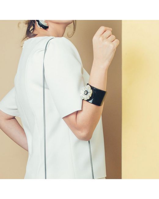 Gissa Bicalho Black Neutrals Handmade Acrylic Bracelet Pick Up Camelia