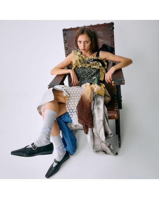 Miro Misljen Blue Mixed-Media Deconstructed Patchwork Dress