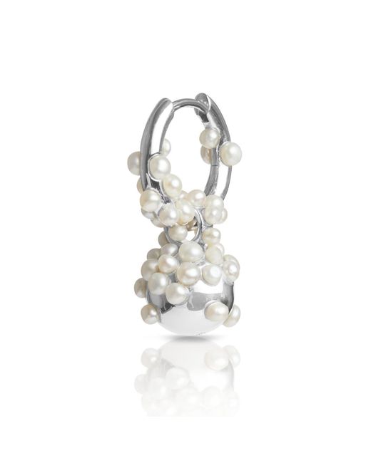 Kasun White Pearl Droplet Hoop Earrings