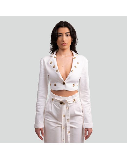Maui X Lolita White Elvadira Fitted Cropped Denim Set